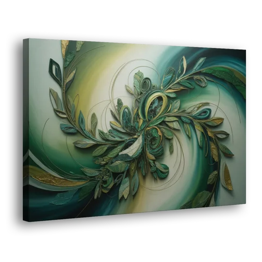 Opulent Natures Flow Green Abstract - Canvas Wall Art - Side