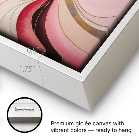 Opulent Serenity Pink Abstract - White Framed Canvas Wall Art - Gallery Wrap Corner