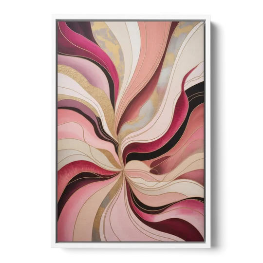 Opulent Serenity Pink Abstract - White Framed Canvas Wall Art - Front