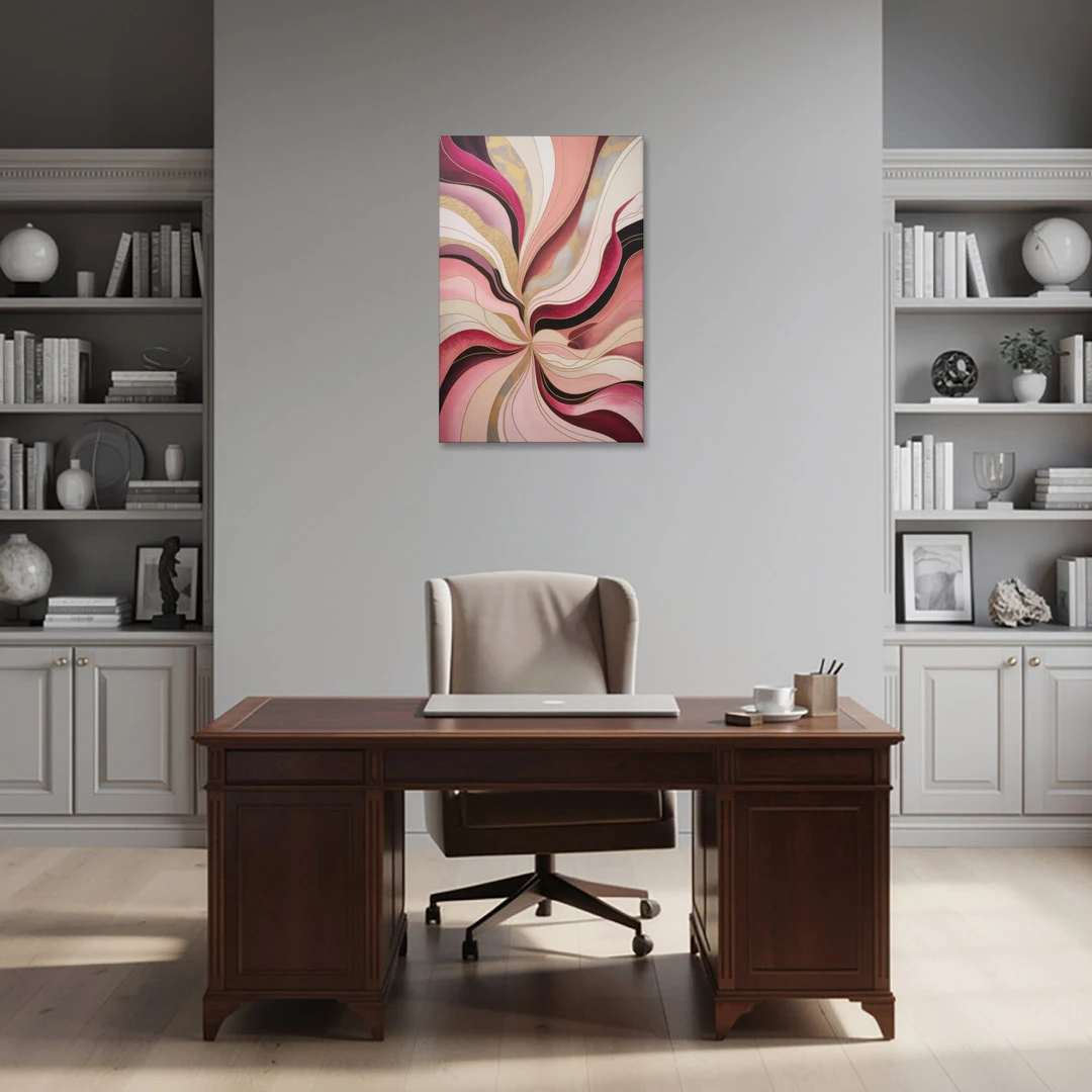 Opulent Serenity Pink Abstract - Canvas Wall Art - Office - 24x36
