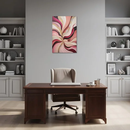 Opulent Serenity Pink Abstract - Canvas Wall Art - Office - 24x36
