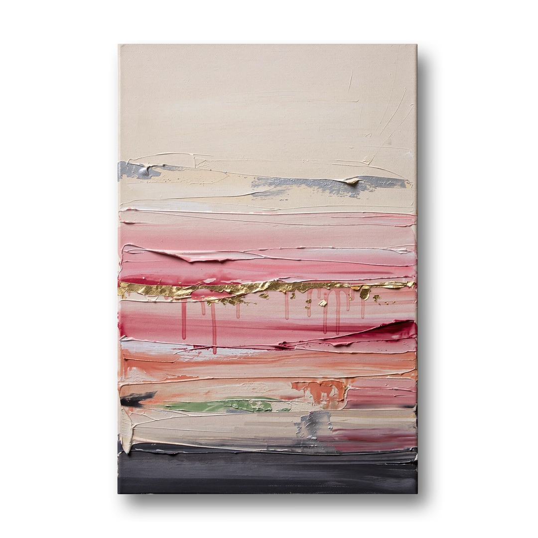 Opulent Serenity Pink and Gold Abstract - Canvas Wall Art - Front