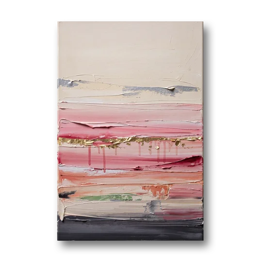 Opulent Serenity Pink and Gold Abstract - Canvas Wall Art - Front