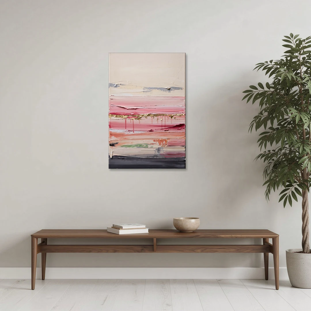 Opulent Serenity Pink and Gold Abstract - Canvas Wall Art - Coffee Table - 24x36