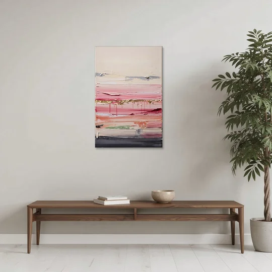 Opulent Serenity Pink and Gold Abstract - Canvas Wall Art - Coffee Table - 24x36
