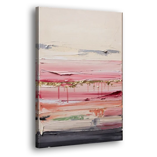 Opulent Serenity Pink and Gold Abstract - Canvas Wall Art - Side