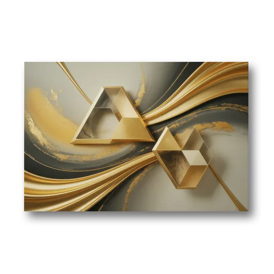 Opulent Streams Gold Abstract - Canvas Wall Art - Front