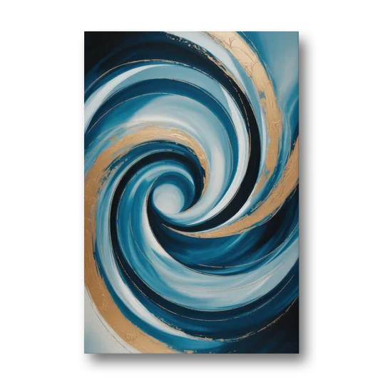 Opulent Swirl Blue and Gold Abstract - Canvas Wall Art - Front