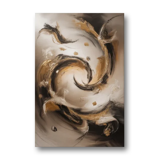 Opulent Swirls Brown Abstract - Canvas Wall Art - Front