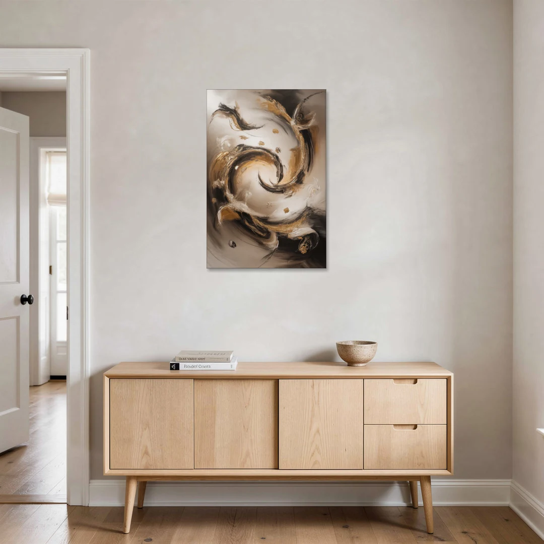 Opulent Swirls Brown Abstract - Canvas Wall Art - Coffee Table - 24x36