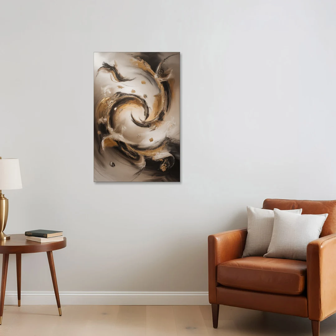 Opulent Swirls Brown Abstract - Canvas Wall Art - Sofa - 24x36