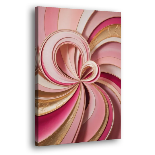 Opulent Swirls Pink and Gold Abstract - Canvas Wall Art - Side