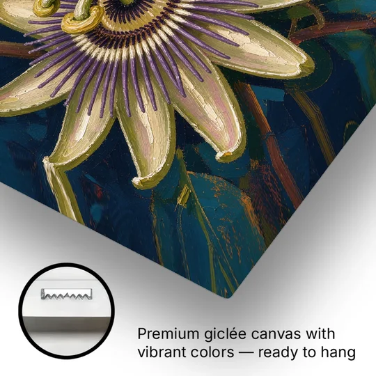 Orange Butterfly Wall Art with a Passionflower - Canvas Wall Art - Gallery Wrap Corner