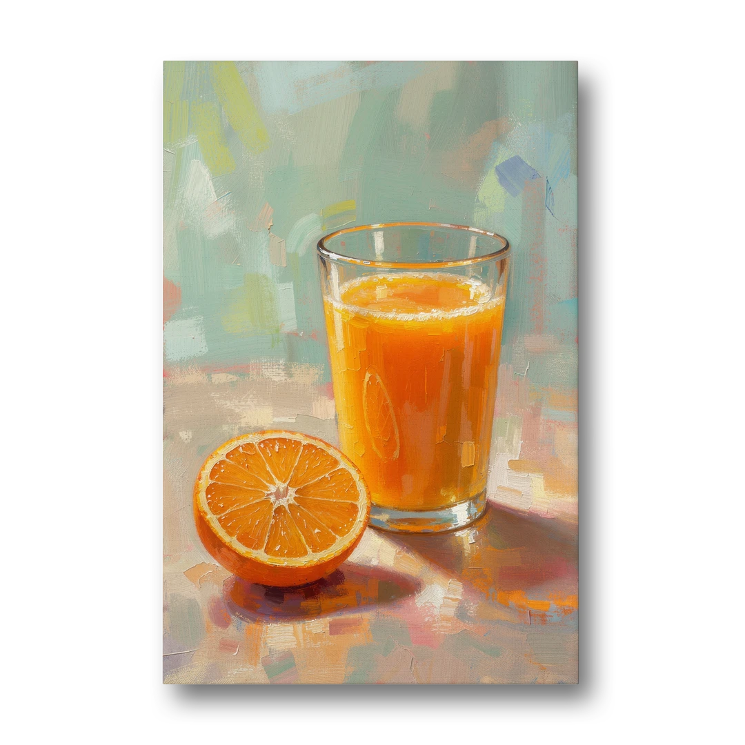 Orange Kitchen Wall Art with Morning Juice - Canvas Wall Art - Front