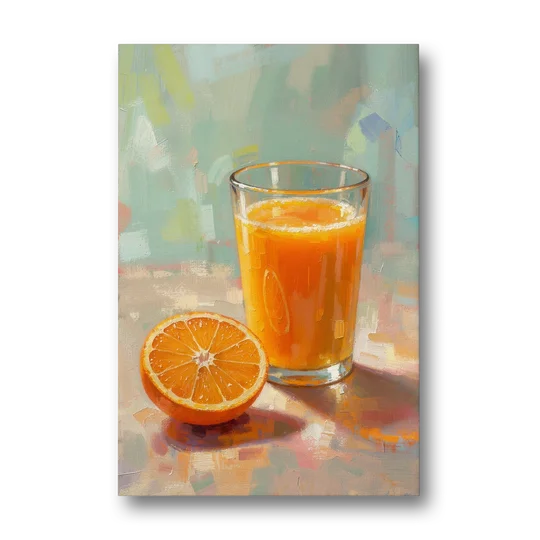 Orange Kitchen Wall Art with Morning Juice - Canvas Wall Art - Front