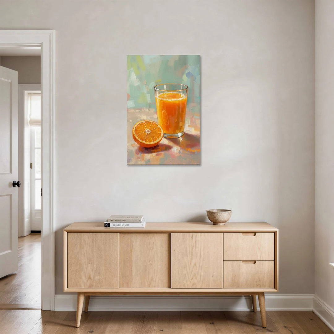 Orange Kitchen Wall Art with Morning Juice - Canvas Wall Art - Coffee Table - 24x36