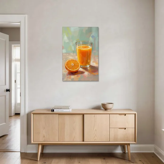 Orange Kitchen Wall Art with Morning Juice - Canvas Wall Art - Coffee Table - 24x36