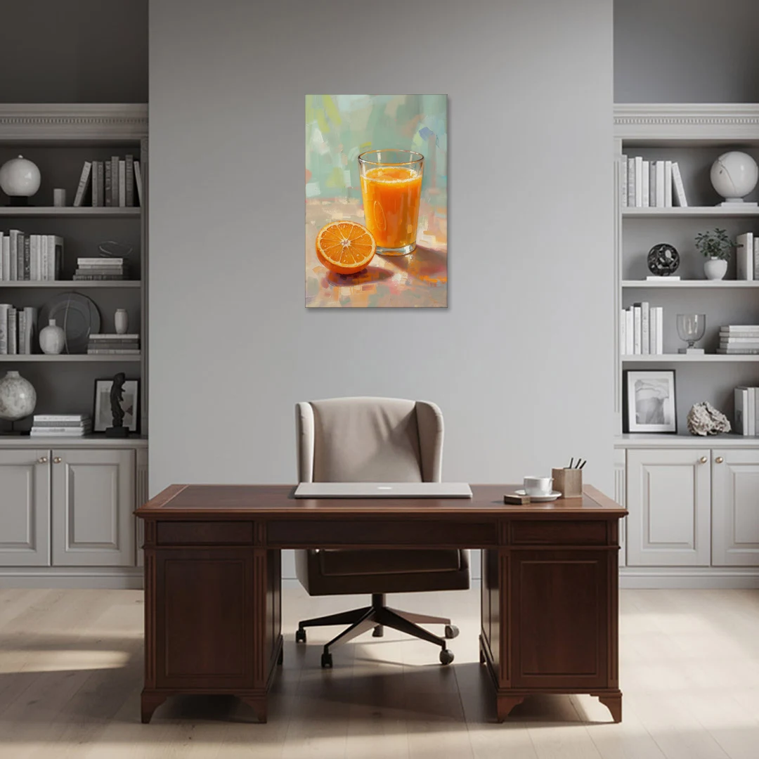 Orange Kitchen Wall Art with Morning Juice - Canvas Wall Art - Office - 24x36