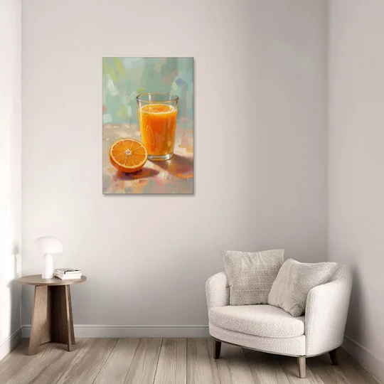 Orange Kitchen Wall Art with Morning Juice - Canvas Wall Art - Sofa - 24x36