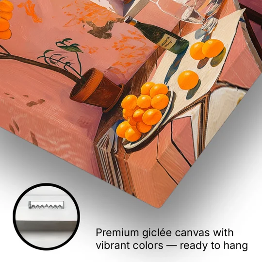 Orange Painting of a Sunny Kitchen Window - Canvas Wall Art - Gallery Wrap Corner