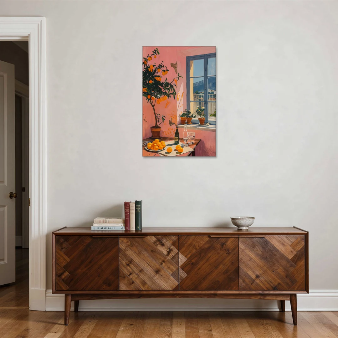 Orange Painting of a Sunny Kitchen Window - Canvas Wall Art - Coffee Table - 24x36