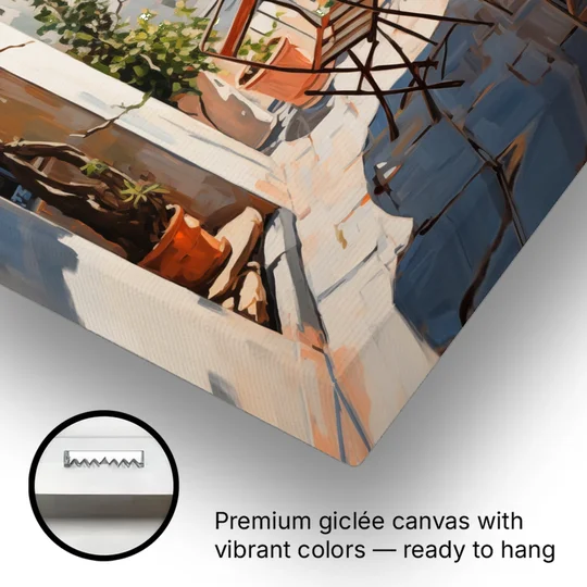 Orange Tree Painting on a Cinque Terre Terrace - Canvas Wall Art - Gallery Wrap Corner