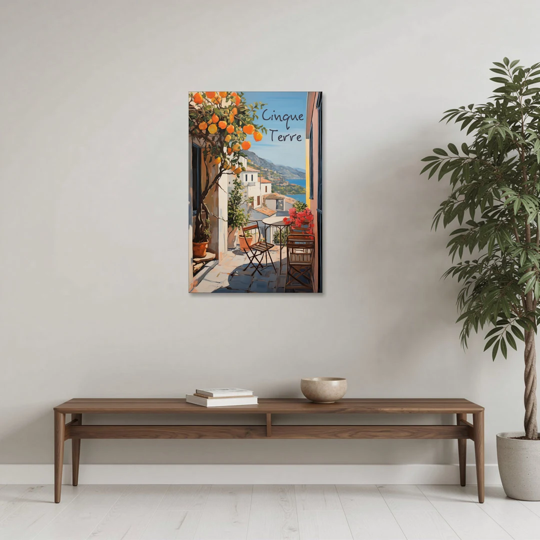 Orange Tree Painting on a Cinque Terre Terrace - Canvas Wall Art - Coffee Table - 24x36