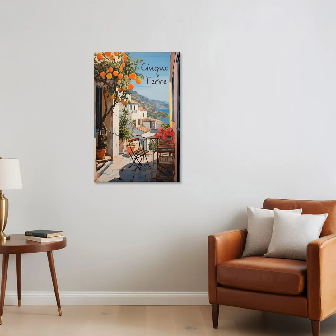 Orange Tree Painting on a Cinque Terre Terrace - Canvas Wall Art - Sofa - 24x36