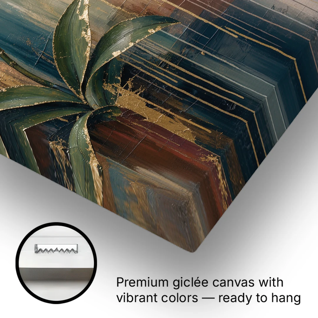 Orchid Canvas Painting with Gold Leaf Edges - Canvas Wall Art - Gallery Wrap Corner