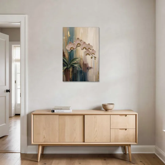 Orchid Canvas Painting with Gold Leaf Edges - Canvas Wall Art - Coffee Table - 24x36