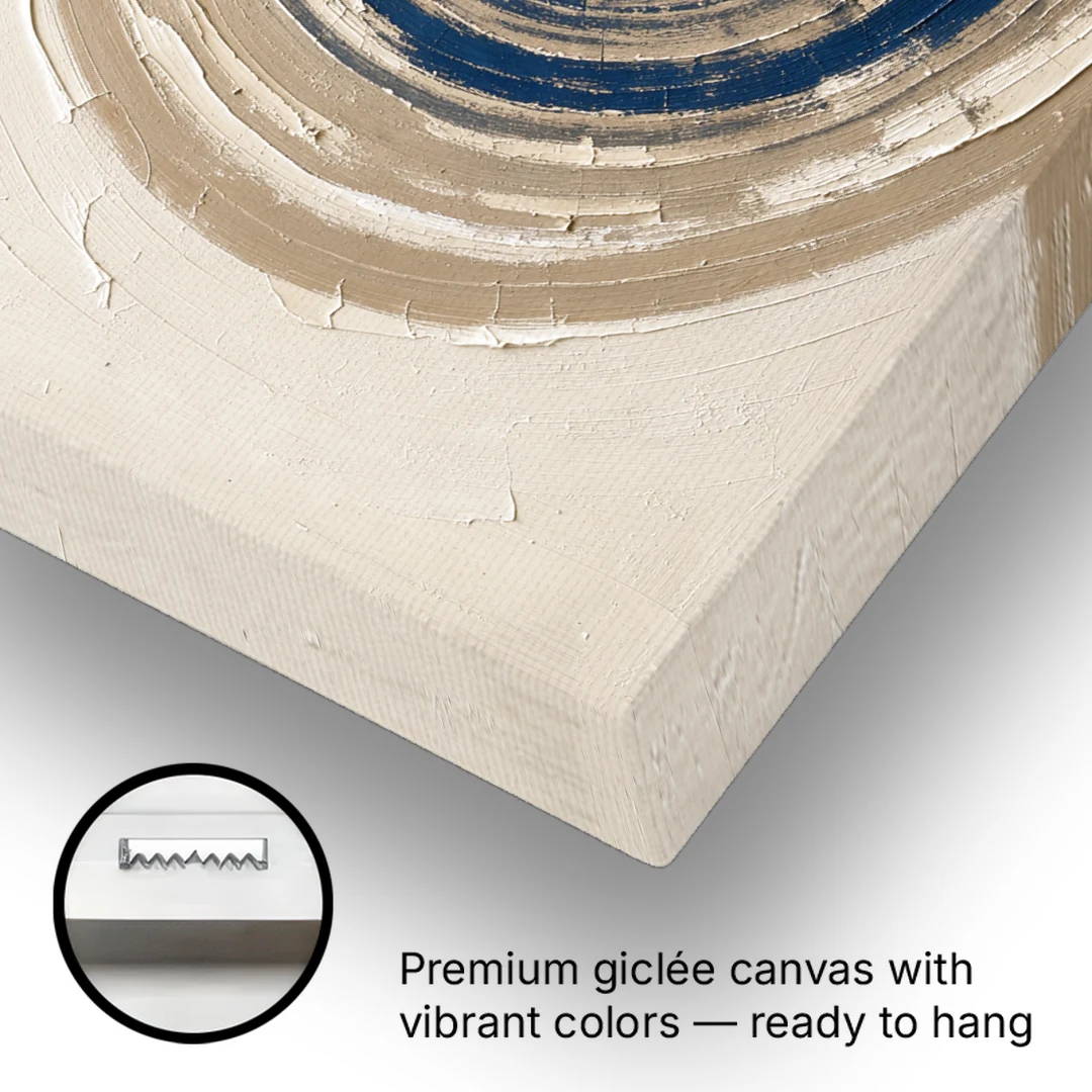 Organic Abstract Wall Art of Navy Tree Rings - Canvas Wall Art - Gallery Wrap Corner
