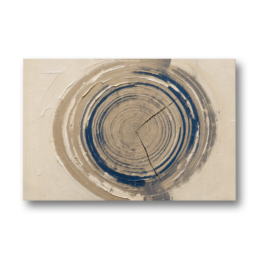 Organic Abstract Wall Art of Navy Tree Rings - Canvas Wall Art - Front