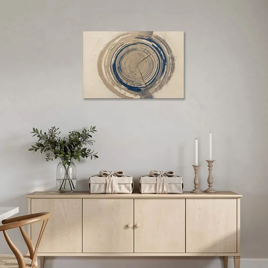 Organic Abstract Wall Art of Navy Tree Rings - Canvas Wall Art - Coffee Table - 36x24