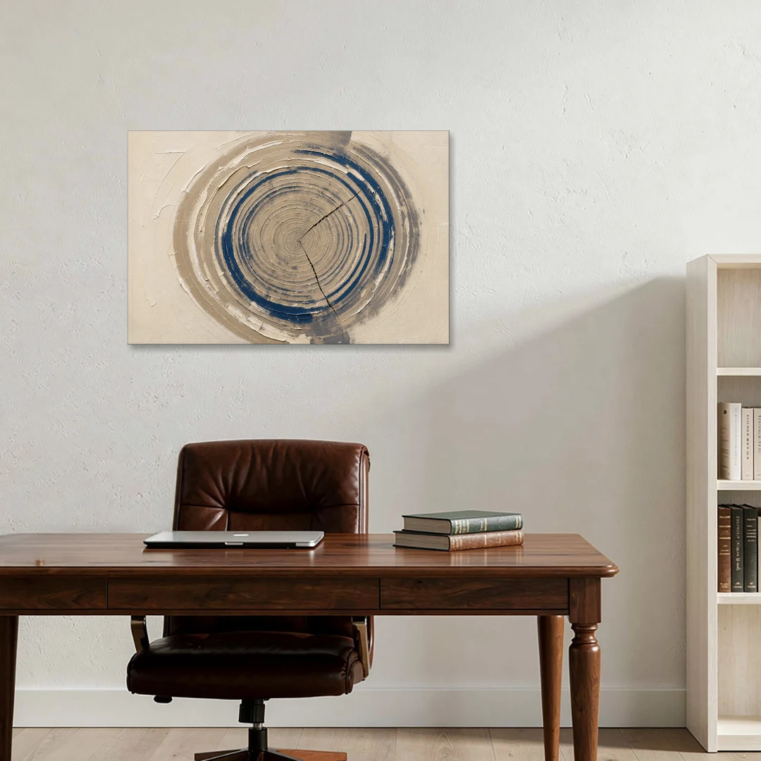 Organic Abstract Wall Art of Navy Tree Rings - Canvas Wall Art - Office - 36x24