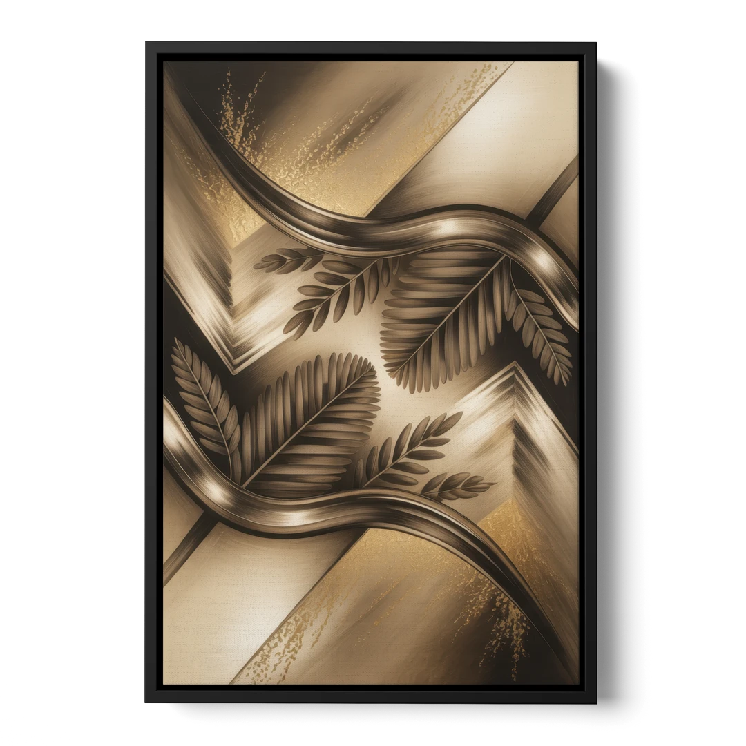 Organic Geometric Brown Abstract - Black Framed Canvas Wall Art - Front