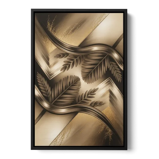 Organic Geometric Brown Abstract - Black Framed Canvas Wall Art - Front