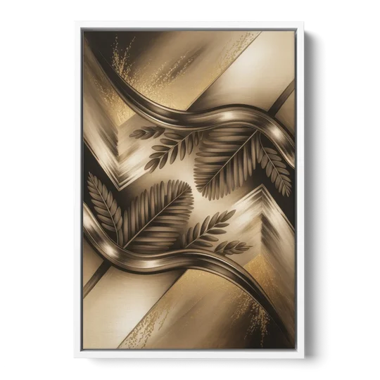 Organic Geometric Brown Abstract - White Framed Canvas Wall Art - Front