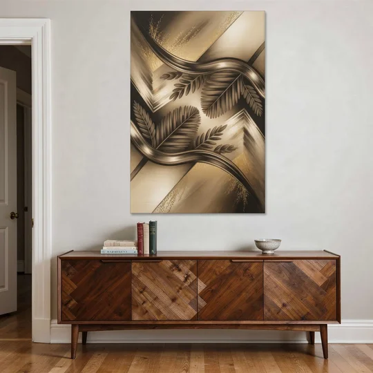 Organic Geometric Brown Abstract - Canvas Wall Art - Coffee Table - 40x60