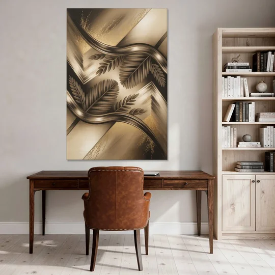Organic Geometric Brown Abstract - Canvas Wall Art - Office - 40x60