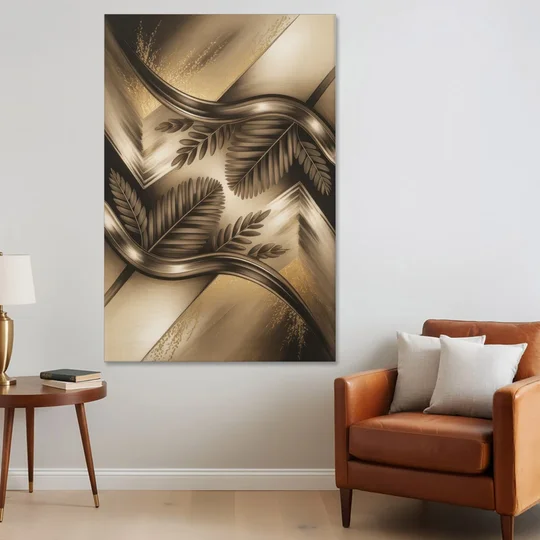 Organic Geometric Brown Abstract - Canvas Wall Art - Sofa - 40x60
