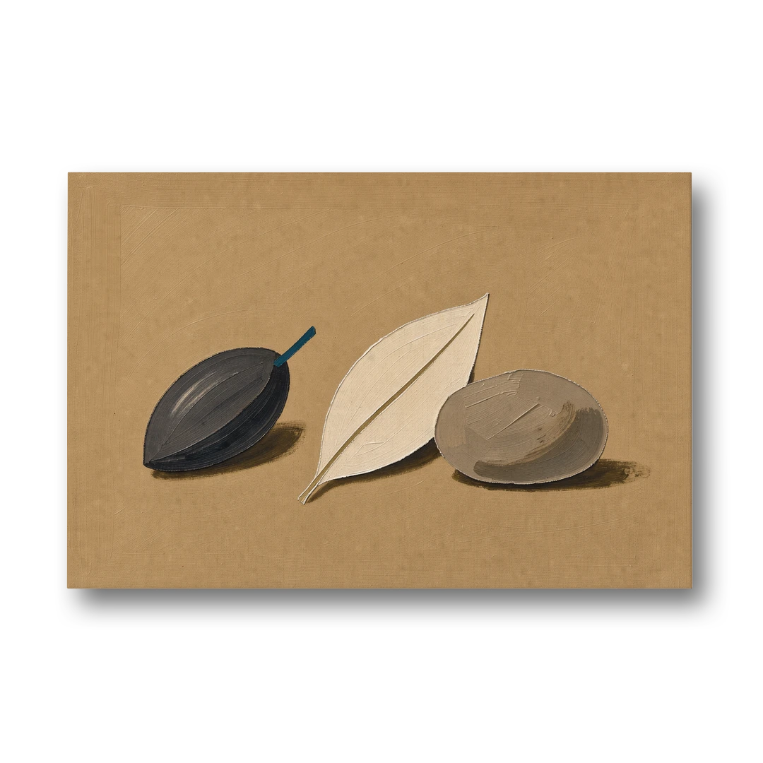 Organic Modern Home Decor with Seed, Leaf and Pebble - Canvas Wall Art - Front