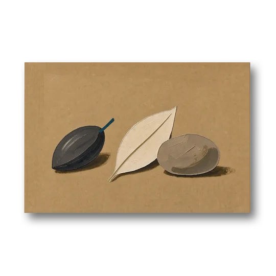 Organic Modern Home Decor with Seed, Leaf and Pebble - Canvas Wall Art - Front