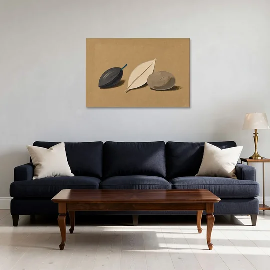 Organic Modern Home Decor with Seed, Leaf and Pebble - Canvas Wall Art - Sofa - 36x24