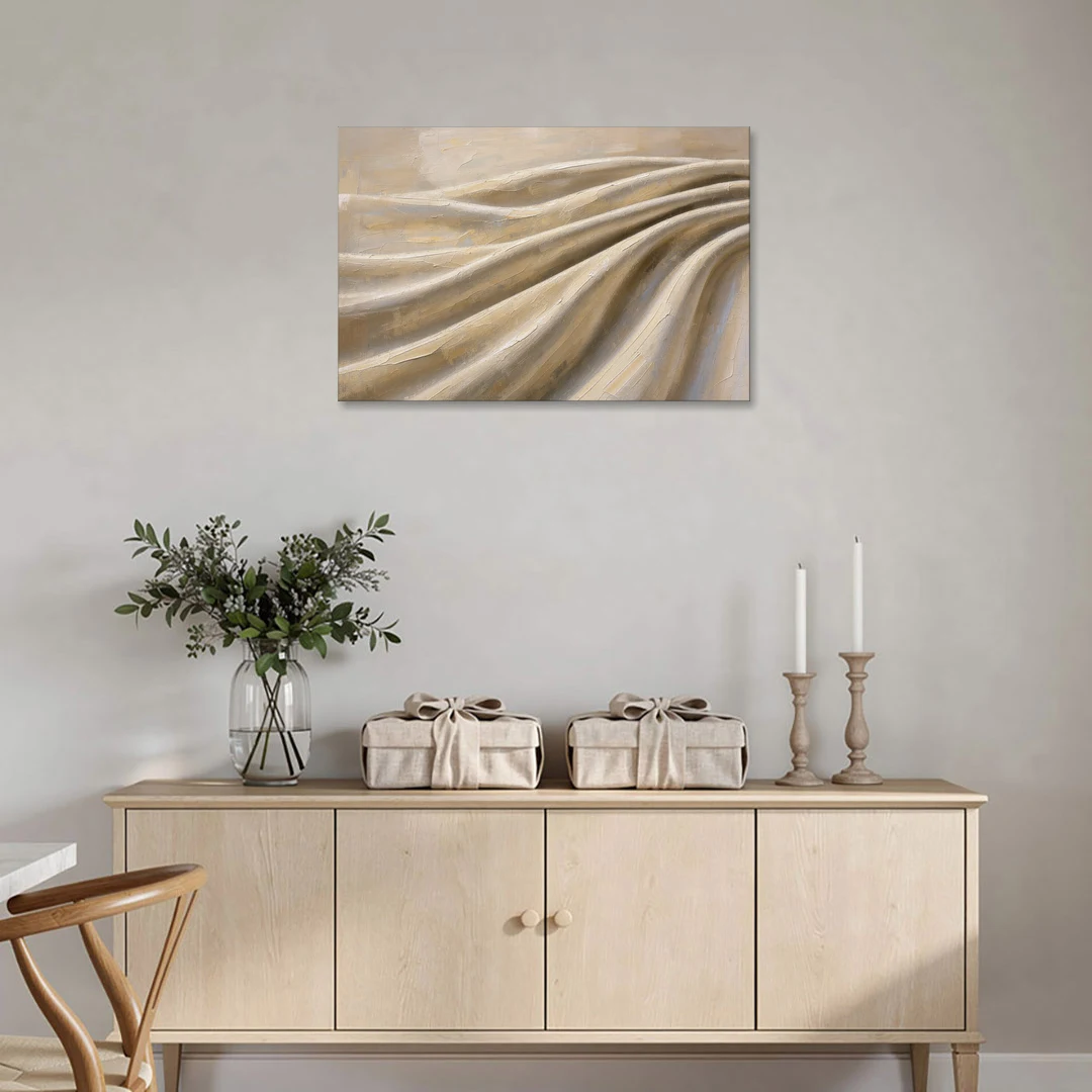 Organic Modern Wall Art of Draped Linen Folds - Canvas Wall Art - Coffee Table - 36x24