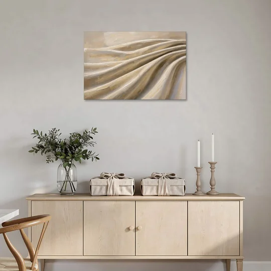 Organic Modern Wall Art of Draped Linen Folds - Canvas Wall Art - Coffee Table - 36x24