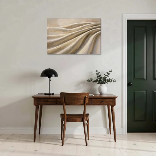 Organic Modern Wall Art of Draped Linen Folds - Canvas Wall Art - Office - 36x24