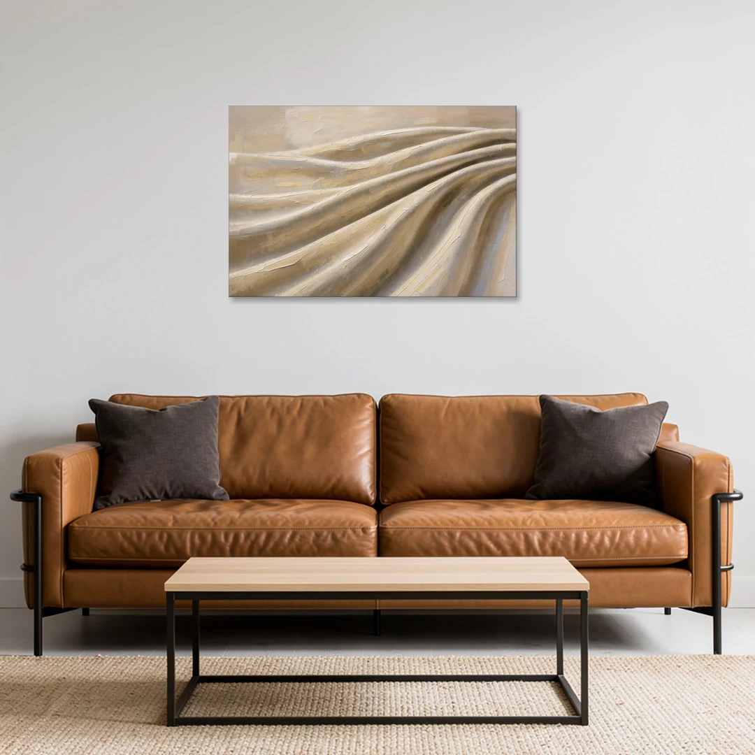 Organic Modern Wall Art of Draped Linen Folds - Canvas Wall Art - Sofa - 36x24