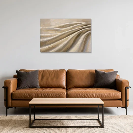 Organic Modern Wall Art of Draped Linen Folds - Canvas Wall Art - Sofa - 36x24