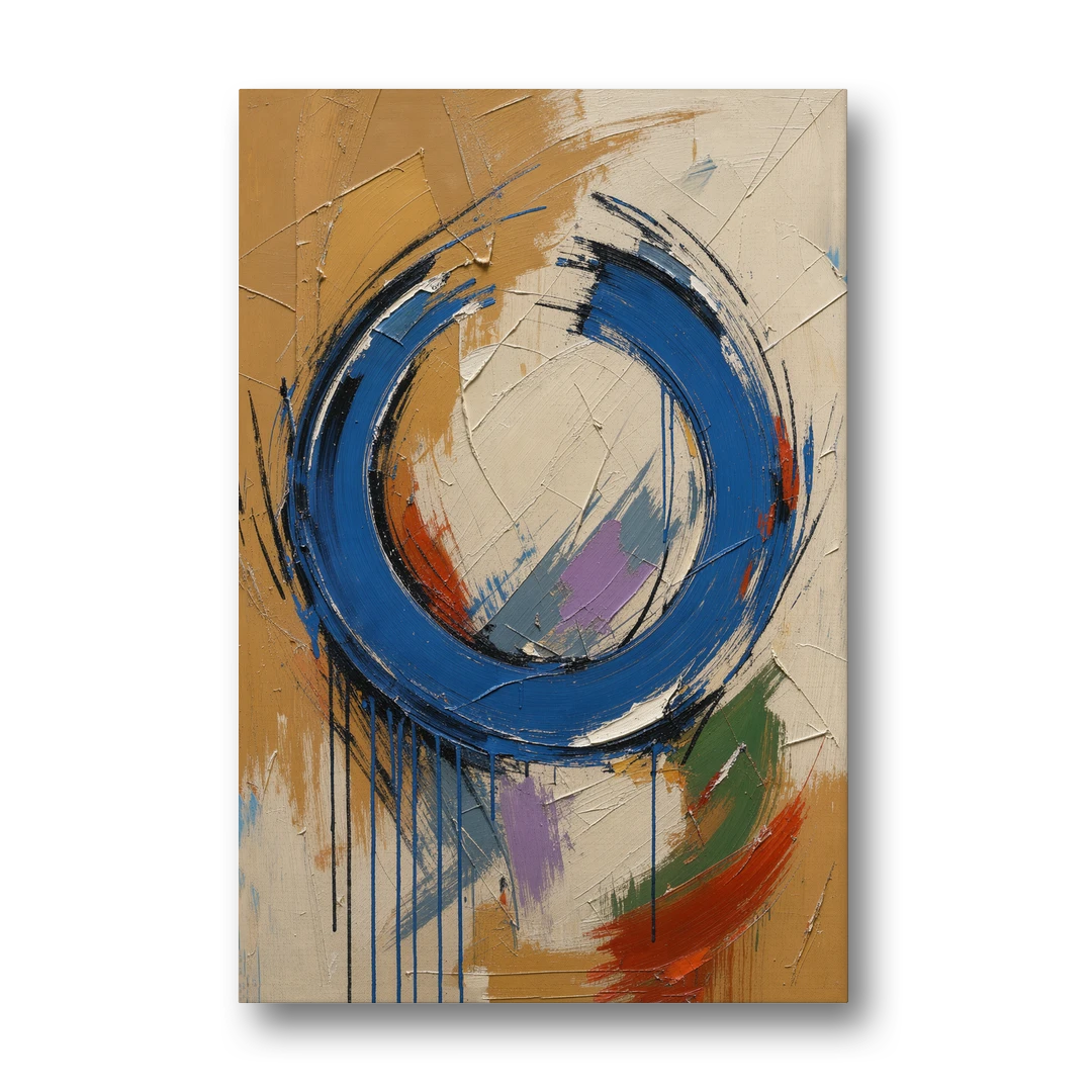 Original Abstract Painting Cobalt Open Ring - Canvas Wall Art - Front