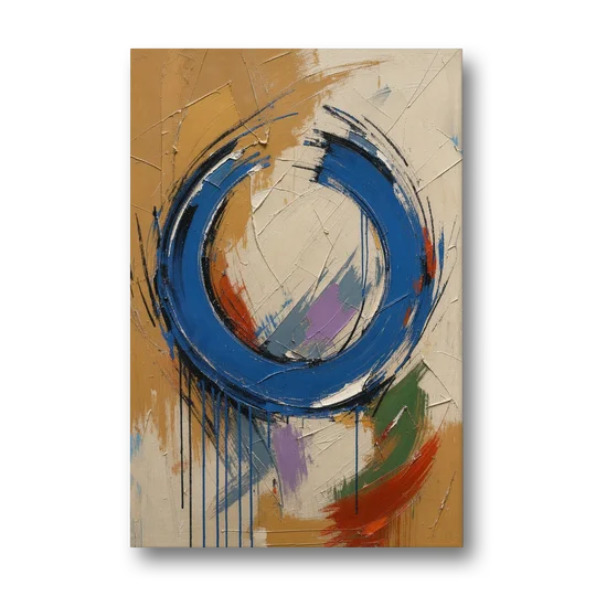 Original Abstract Painting Cobalt Open Ring - Canvas Wall Art - Front